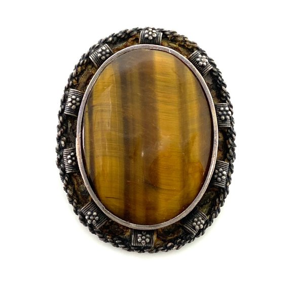 MCM Made in Israel Sterling 925 Tigers Eye Pendant - Picture 1 of 3